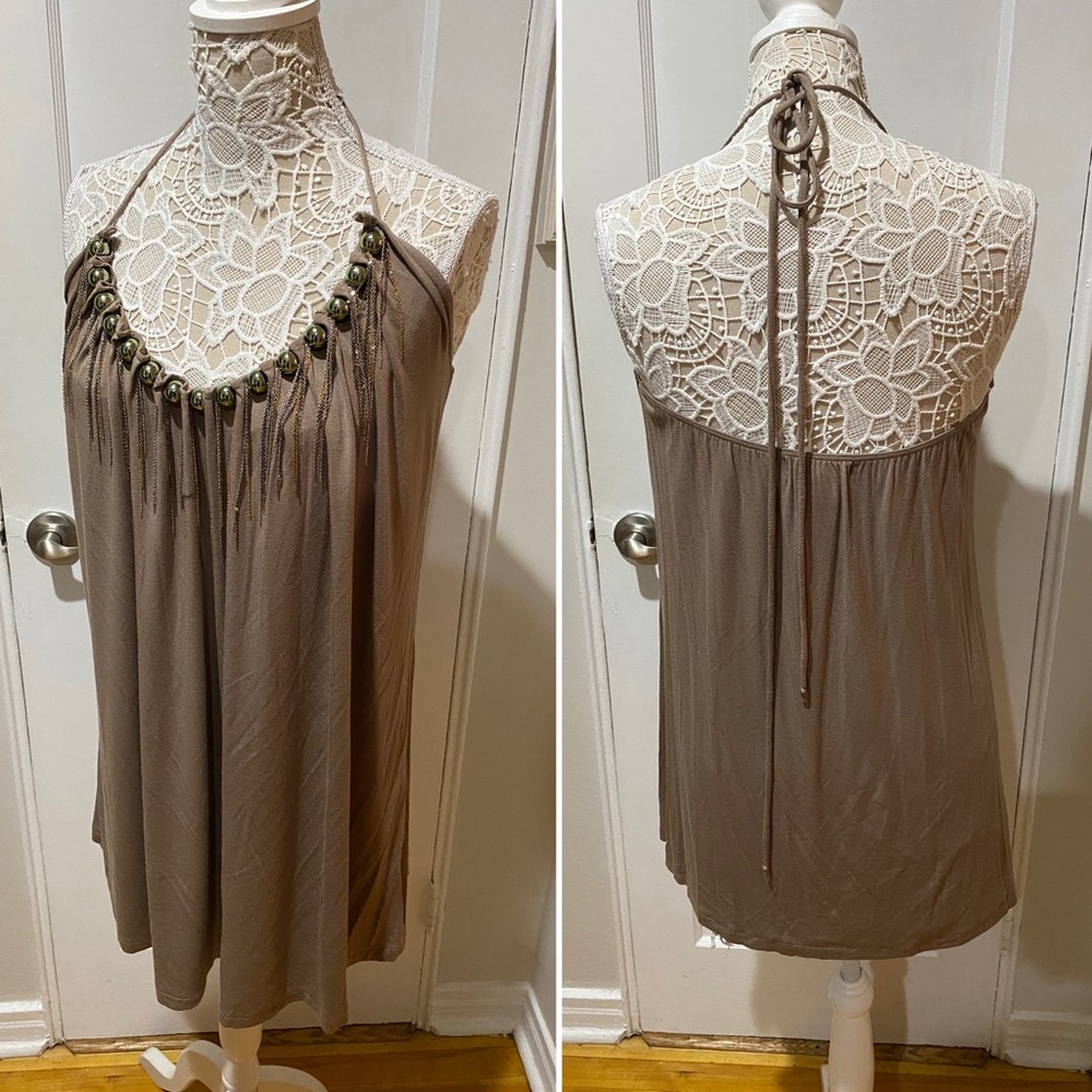 SOLD LaRok Chain halter dress S ASO Gossip Girl - Picture 2 of 4